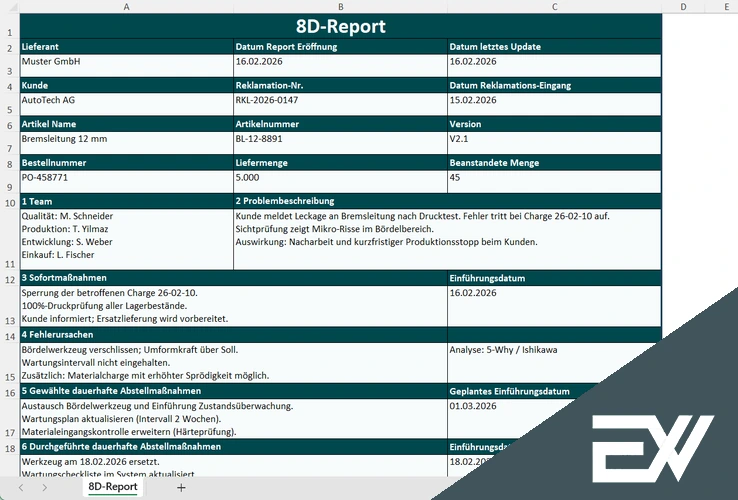 8d report excel vorlage kostenlos