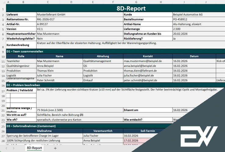 8d report excel vorlage