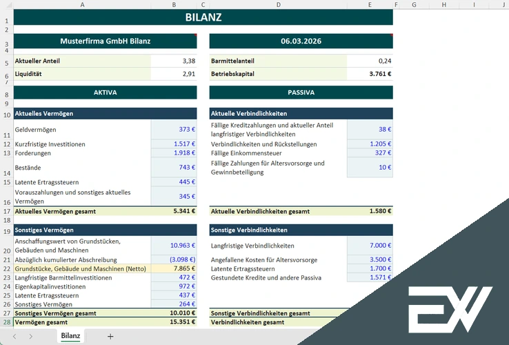 bilanz vorlage zum ausdrucken