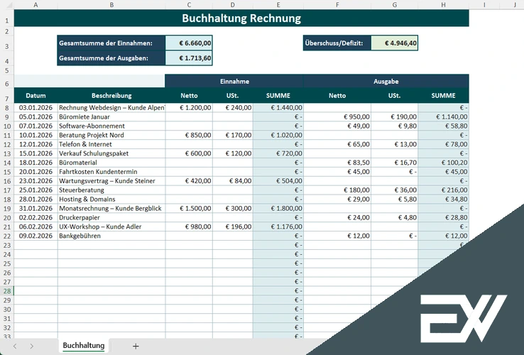 buchhaltung excel kostenlos