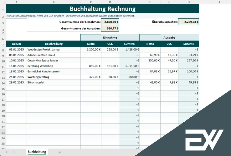 buchhaltung vorlage excel
