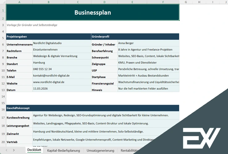 business case template excel free download