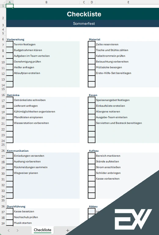checkliste excel vorlage