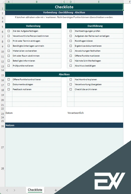 checkliste tabelle