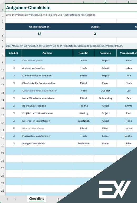 checkliste zum ausdrucken