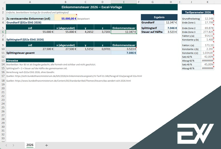 einkommensteuer excel vorlage kostenlos