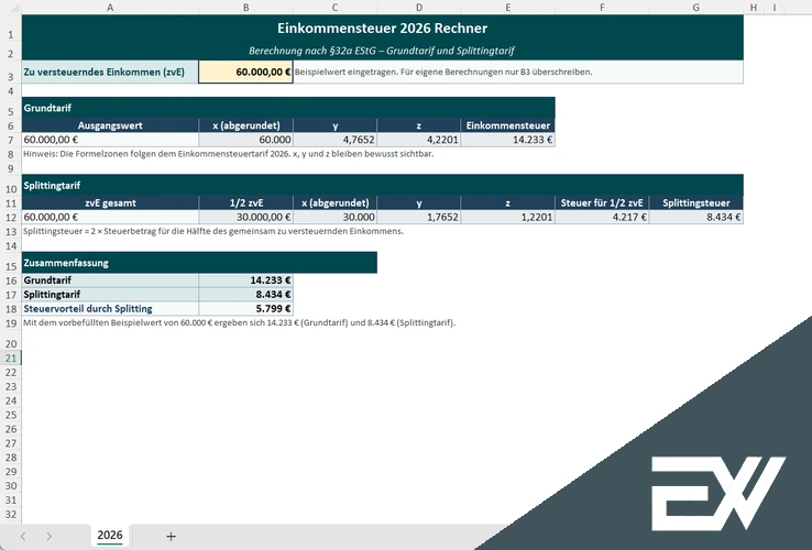 einkommensteuer excel