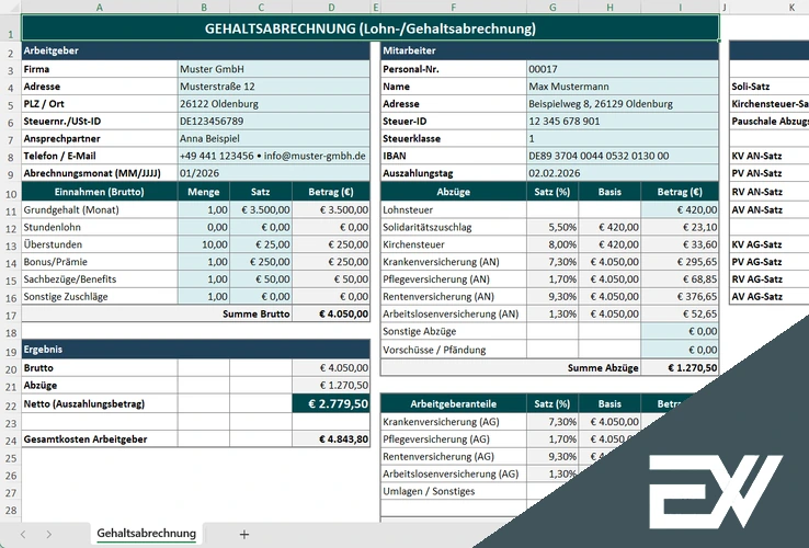 entgehaltsabrechnung vorlage excel