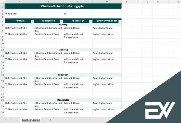 ernaehrungsplan excel vorlage