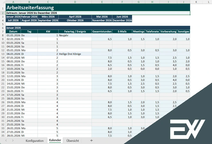excel vorlage arbeitszeiterfassung