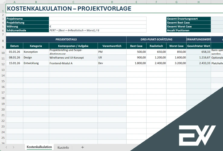 kostenkalkulation excel vorlage