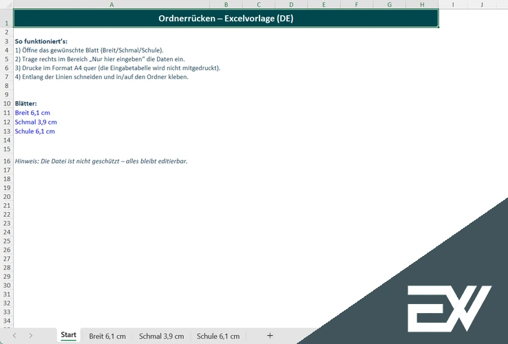 ordnerrücken excelvorlage
