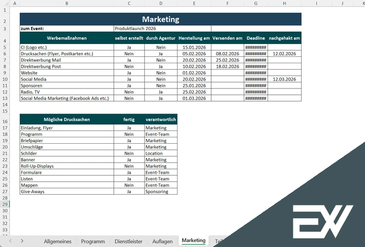planung veranstaltung vorlage