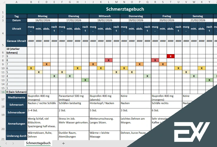 schmerztagebuch vorlage kostenlos