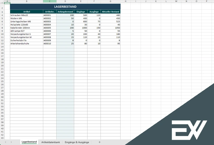 lagerverwaltung excel vorlage kostenlos