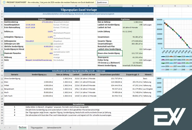 tilgungsplan excel