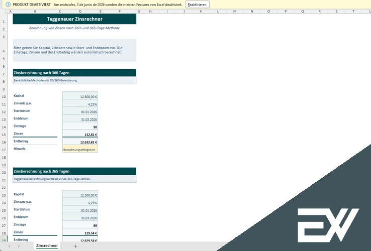 zinsberechnung taggenau excel