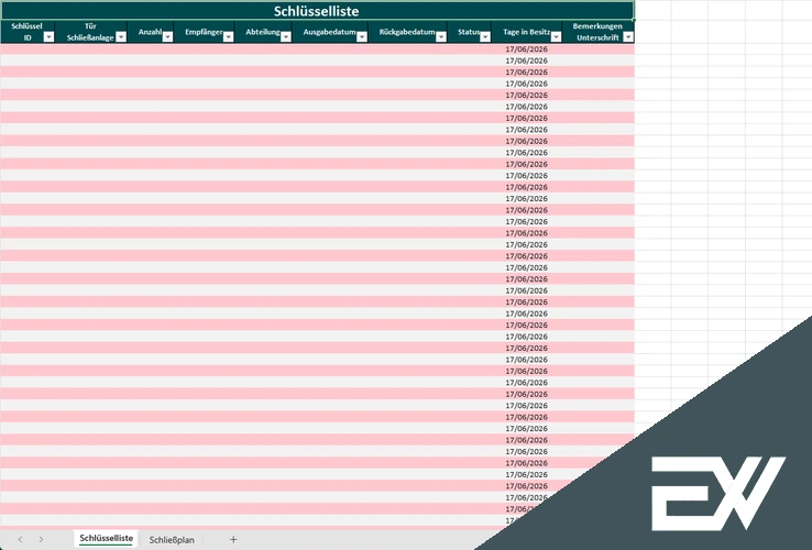 Schlüsselliste Excel