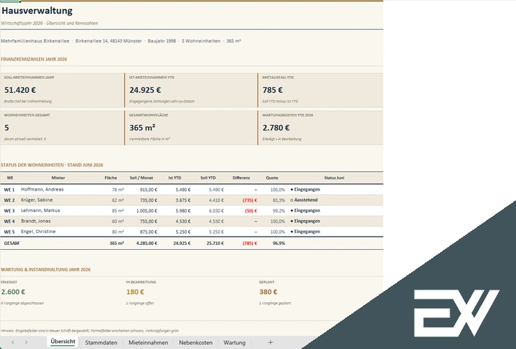 hausverwaltung excel vorlage