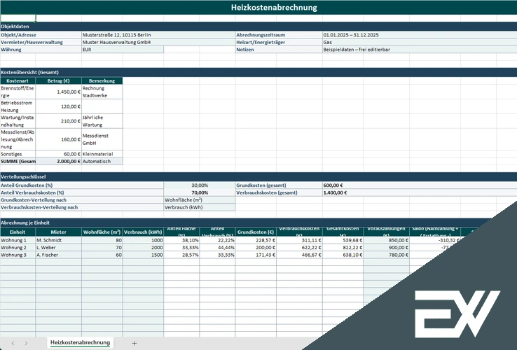 heizkostenabrechnung excel