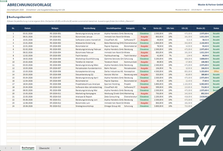 Abrechnungsvorlage Excel