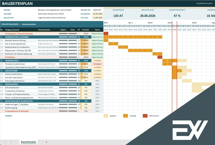 Bauzeitenplan Excel