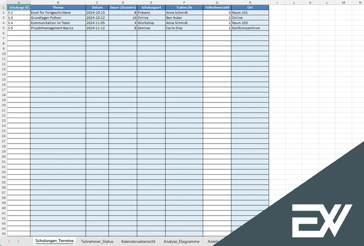 Schulungsplan Excel Vorlage