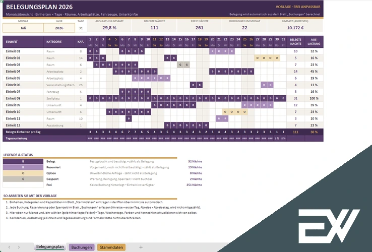 Belegungskalender kostenlos