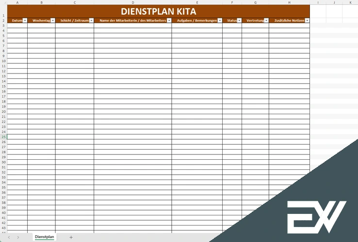 Dienstplan Kita Vorlage Excel