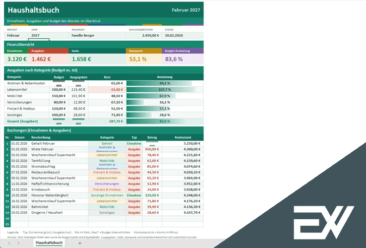 Haushaltsbuch Excel