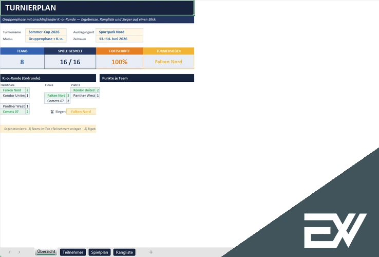Excel Turnierplan Vorlage