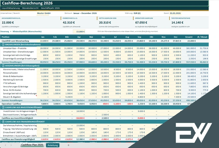 Cashflow Tabelle Excel