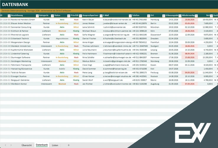 Daten Bank Excel
