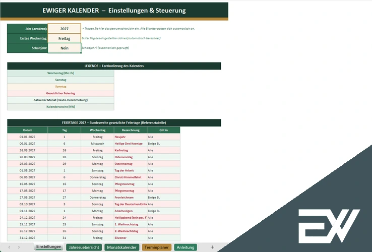 Ewiger Kalender kostenlos