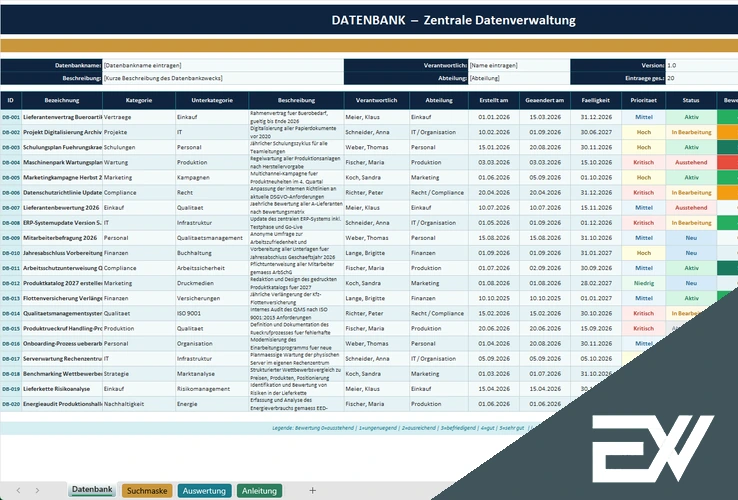 Excel Datenbank Beispiel