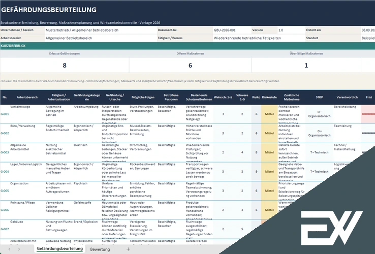 Gefährdungsbeurteilung Excel