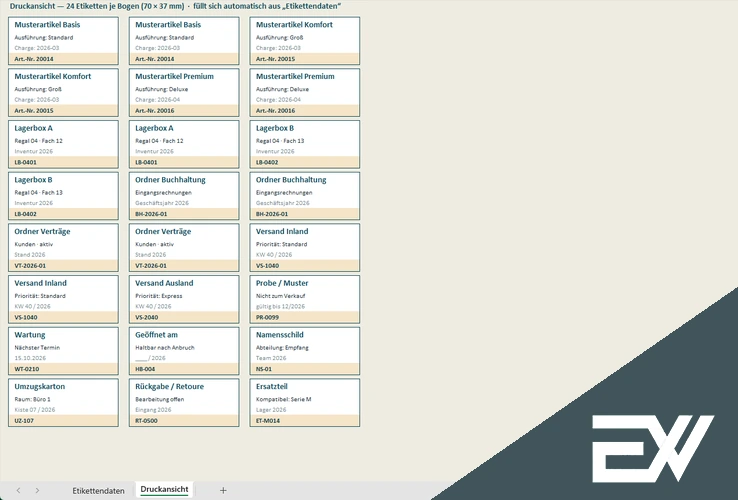 Etiketten Vorlage Excel kostenlos