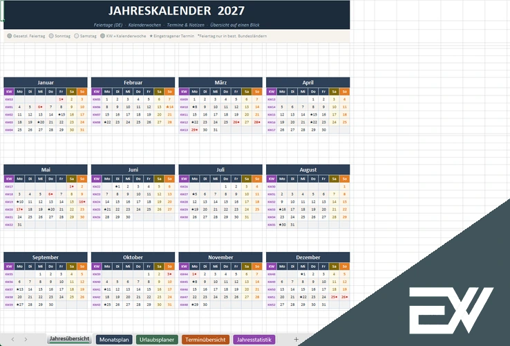 Jahreskalender Excel